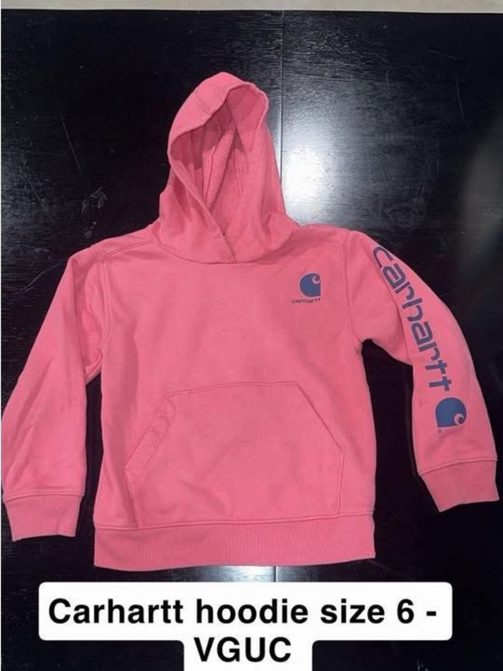 Carhartt Pink Girls' Hooded Sweatshirt with Sleeve Logo